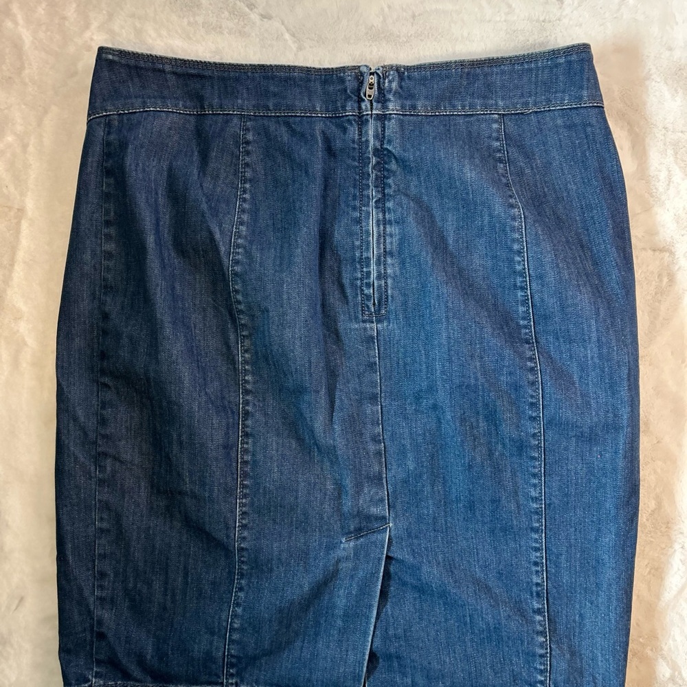 Ann Taylor Denim Pencil Skirt Women’s Size 12 Blue Stretch Midi Skirt - Picture 4 of 11